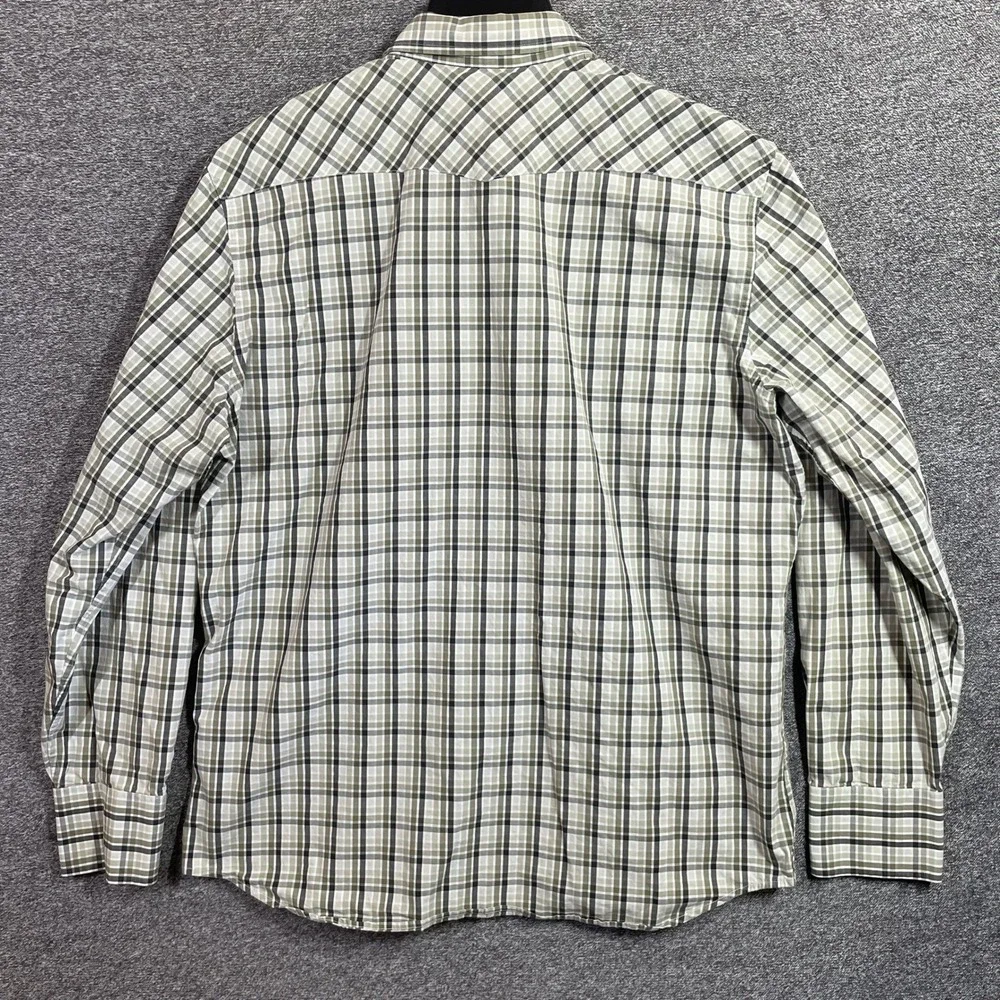 Banana Republic Shirt Mens L Olive Green Plaid Western Yoke Button Up Cotton